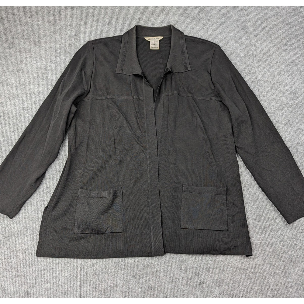 Exclusively Misook Cardigan Womens 2X Black Open Front Knit Blazer Career